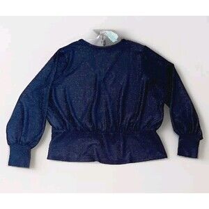 Ryegrass Plus Size 2X Shimmery Long Sleeve Faux Wrap Blouse Top Black NWT